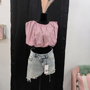 Zara Red Striped Blouse